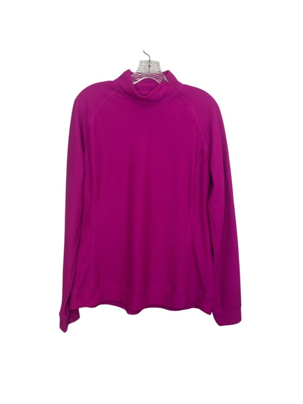 Slazenger Golf Pullover Sweatshirt Top Large Pink Moisture Wicking Side Neck Zip